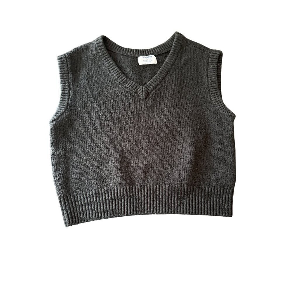 Old Navy Womens Black Knit Sleeveless Boxy Sustainable Recycled Materials Vest M
